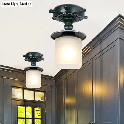 Lámpara de techo semiempotrada DecorBites™ de cristal esmerilado con diseño modernista, verde/blanco