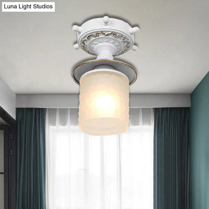 Lámpara de techo semiempotrada DecorBites™ de cristal esmerilado con diseño modernista, verde/blanco