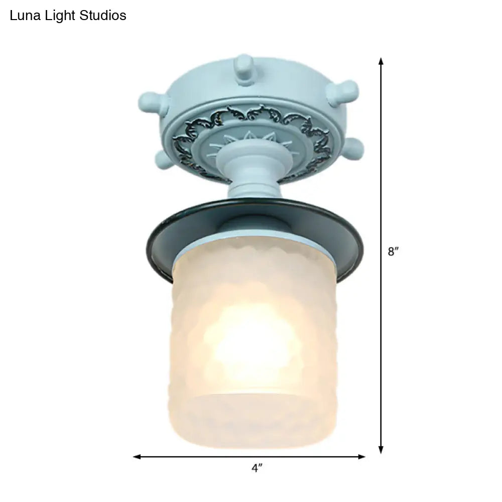 Lámpara de techo semiempotrada DecorBites™ de cristal esmerilado con diseño modernista, verde/blanco