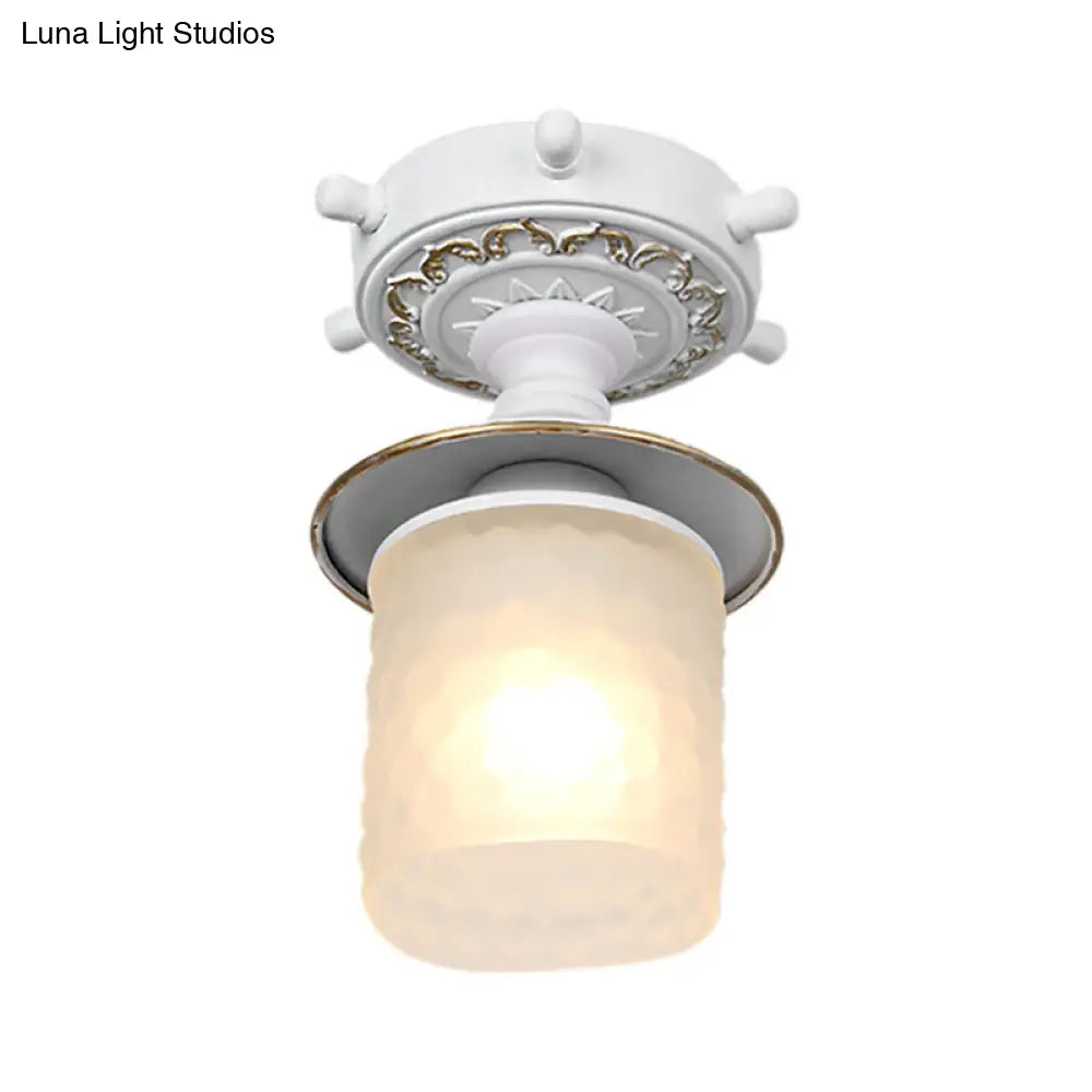 Lámpara de techo semiempotrada DecorBites™ de cristal esmerilado con diseño modernista, verde/blanco