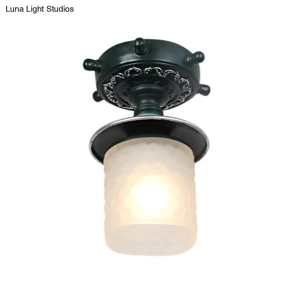 Lámpara de techo semiempotrada DecorBites™ de cristal esmerilado con diseño modernista, verde/blanco