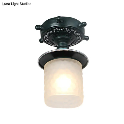 Lámpara de techo semiempotrada DecorBites™ de cristal esmerilado con diseño modernista, verde/blanco