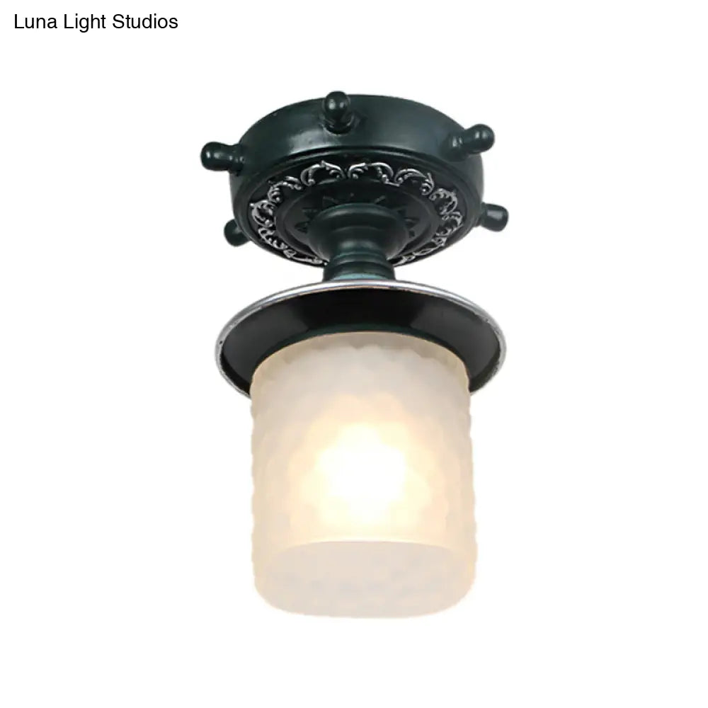 Lámpara de techo semiempotrada DecorBites™ de cristal esmerilado con diseño modernista, verde/blanco