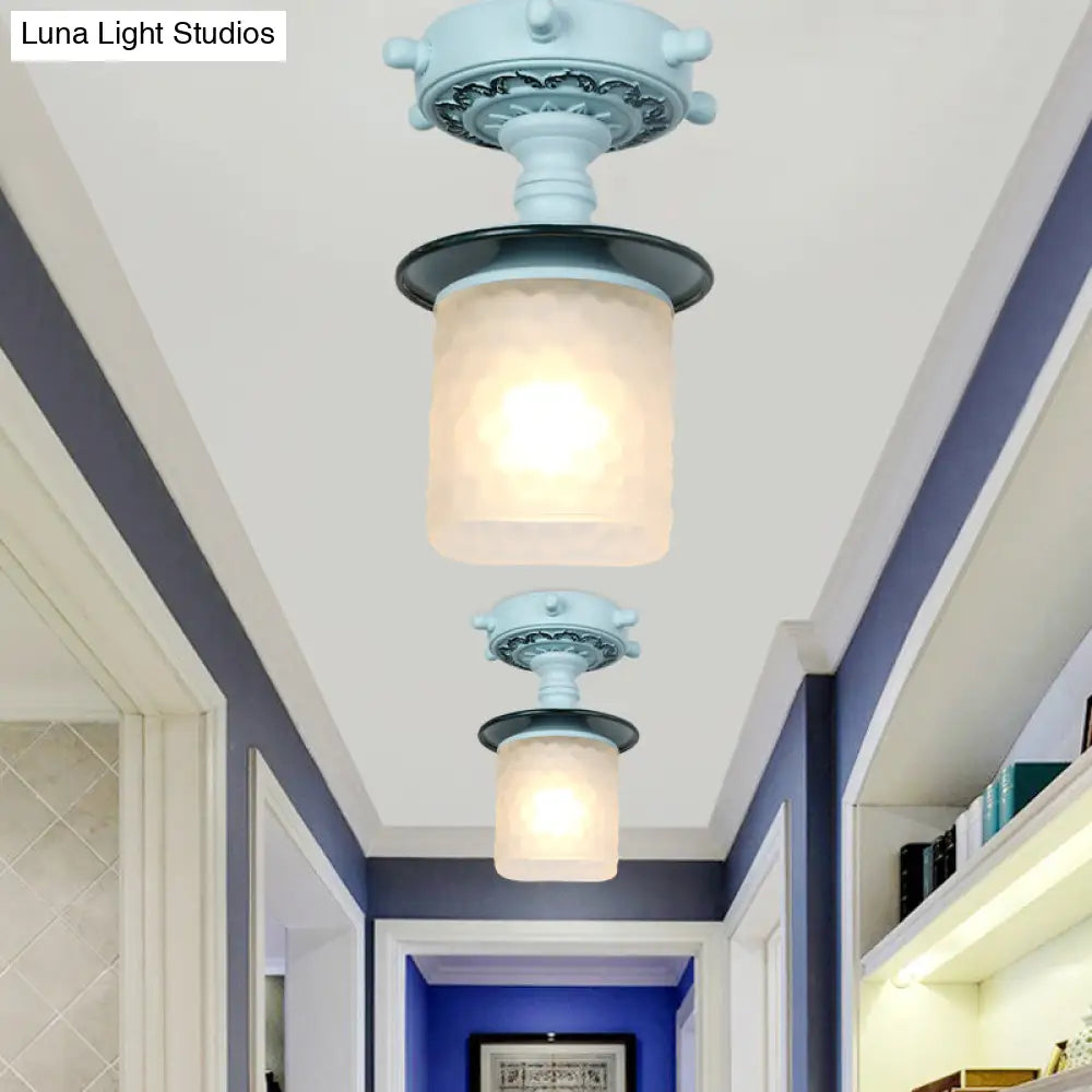 Lámpara de techo semiempotrada DecorBites™ de cristal esmerilado con diseño modernista, verde/blanco