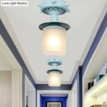 Lámpara de techo semiempotrada DecorBites™ de cristal esmerilado con diseño modernista, verde/blanco