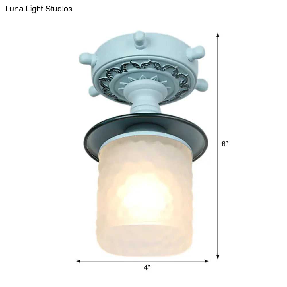 Lámpara de techo semiempotrada DecorBites™ de cristal esmerilado con diseño modernista, verde/blanco