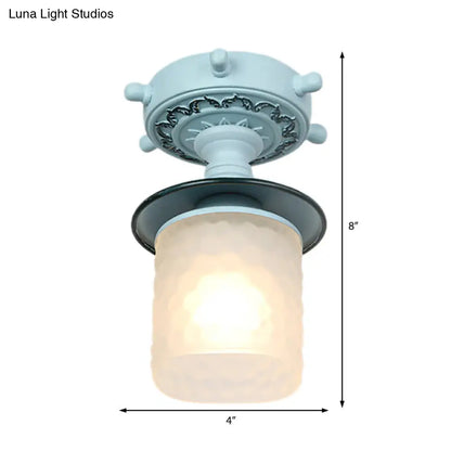 Lámpara de techo semiempotrada DecorBites™ de cristal esmerilado con diseño modernista, verde/blanco