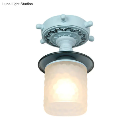 Lámpara de techo semiempotrada DecorBites™ de cristal esmerilado con diseño modernista, verde/blanco