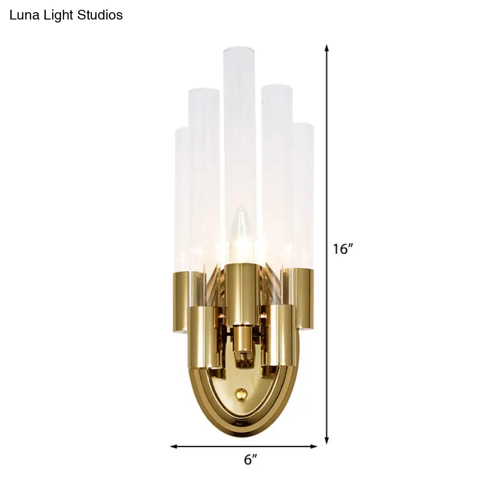 DecorBites™ DecorBites™ Frosted Glass Wall Sconce Lamp - Modern Stylish Tubed Design with Brass Finish - Ideal for Living Room Lighting