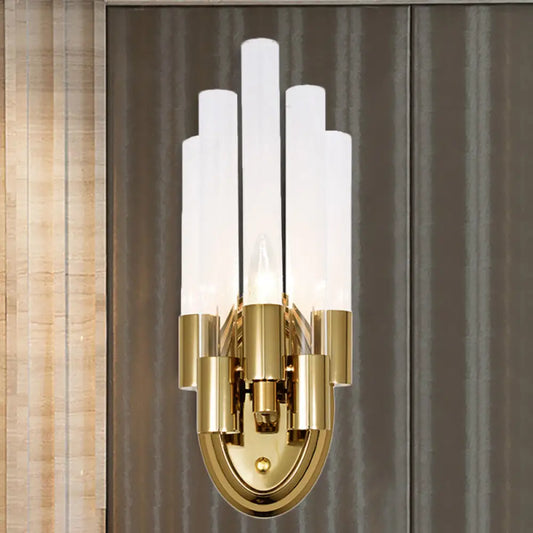 DecorBites™ DecorBites™ Frosted Glass Wall Sconce Lamp - Modern Stylish Tubed Design with Brass Finish - Ideal for Living Room Lighting