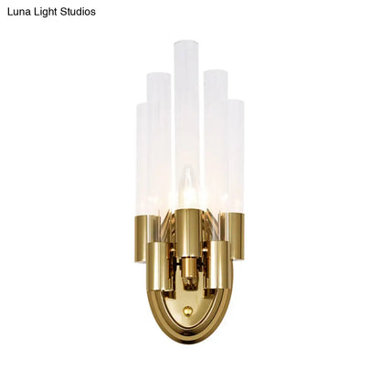 DecorBites™ DecorBites™ Frosted Glass Wall Sconce Lamp - Modern Stylish Tubed Design with Brass Finish - Ideal for Living Room Lighting