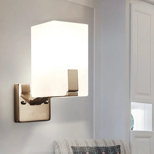 Aplique de pared DecorBites™ de cristal esmerilado con soporte moderno de níquel, 1 luz