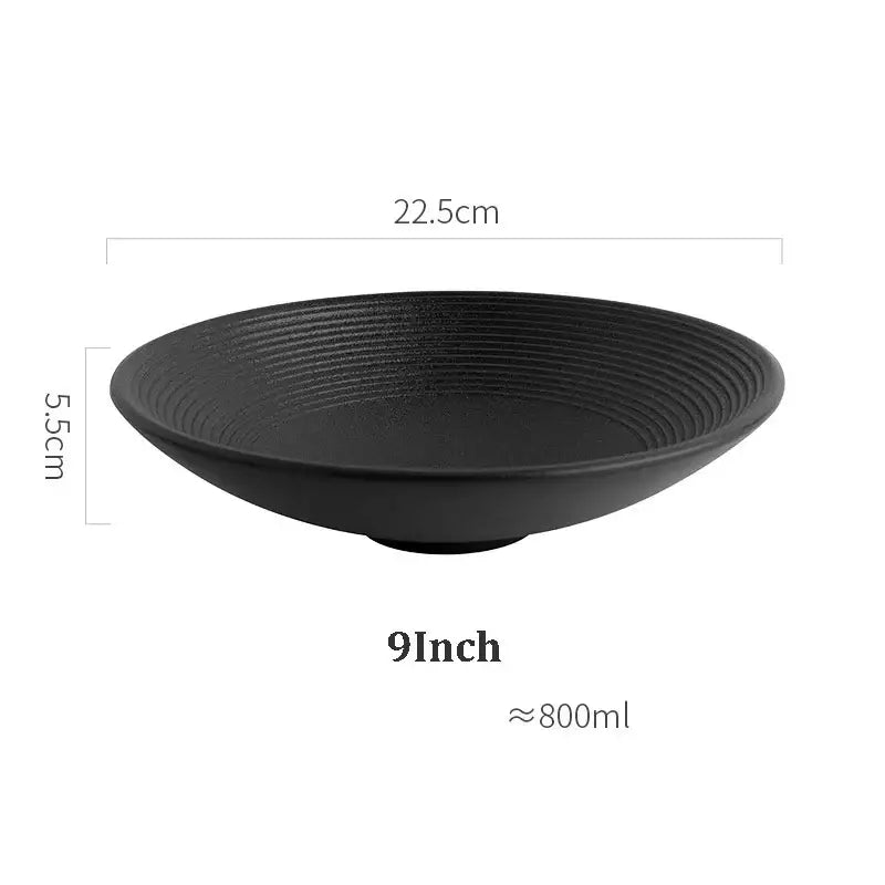 Black ceramic bowl with frosted glaze ridged texture 9 inch diameter from decorbites frosted glaze ceramic set of 4