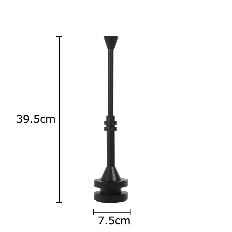 Black frosted metal candle holder with cylindrical stand and conical top by decorbites for romantic dining decor