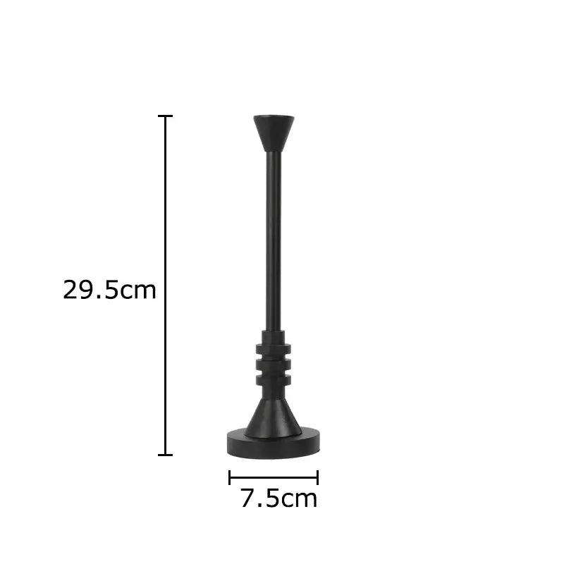Black matte frosted metal candle holder with slender tapered design and geometric detailing for romantic decorbites decor