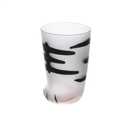 Frosted white glass cat paw shot glass with black stripes and paw-shaped base for decorbites cat paw kitchen decor