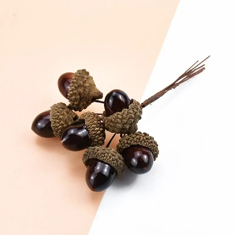 A cluster of artificial plants with glossy dark brown caps and textured earthy husks for decorbites decorative artificial use