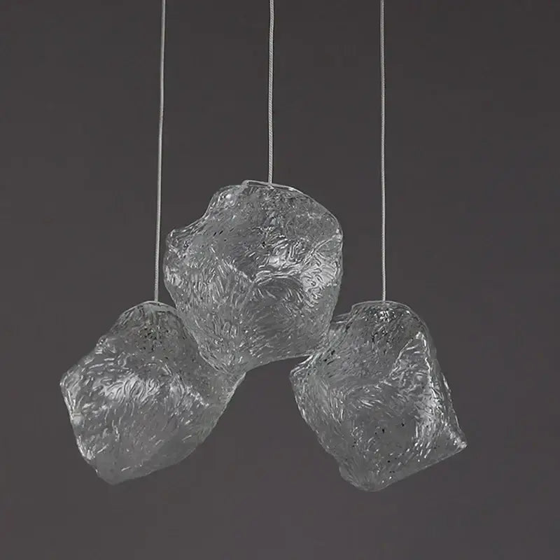 Frosted textured ice cake glass pendant light dining room set with clear ice cake glass and decorbites pendant light