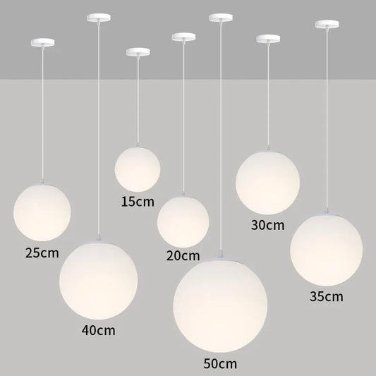 Frosted White Acrylic Globe Pendant Light - Decorbites