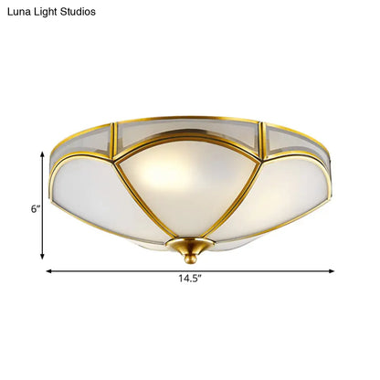 DecorBites™ DecorBites™ Frosted White Glass Brass Ceiling Flush Mount Lamp with 3 Scallop Heads - Perfect for Hallways