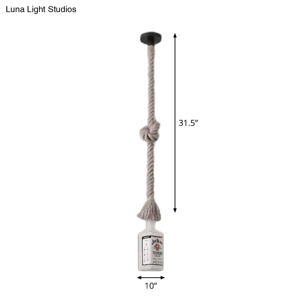 Lámpara de isla DecorBites™ de cristal blanco esmerilado - Estilo loft, diseño de botella de vino negra - Perfecta para restaurantes, iluminación colgante de techo