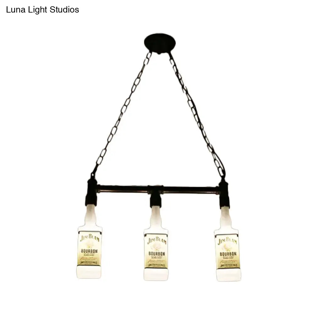 Lámpara de isla DecorBites™ de cristal blanco esmerilado - Estilo loft, diseño de botella de vino negra - Perfecta para restaurantes, iluminación colgante de techo