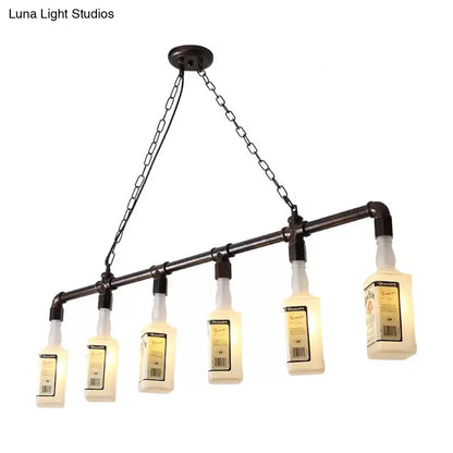 Lámpara de isla DecorBites™ de cristal blanco esmerilado - Estilo loft, diseño de botella de vino negra - Perfecta para restaurantes, iluminación colgante de techo