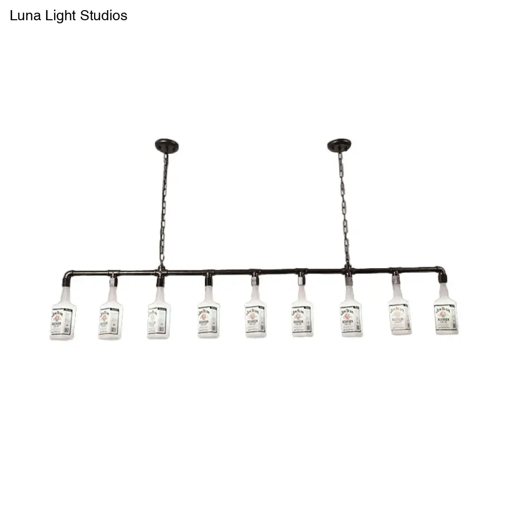 Lámpara de isla DecorBites™ de cristal blanco esmerilado - Estilo loft, diseño de botella de vino negra - Perfecta para restaurantes, iluminación colgante de techo