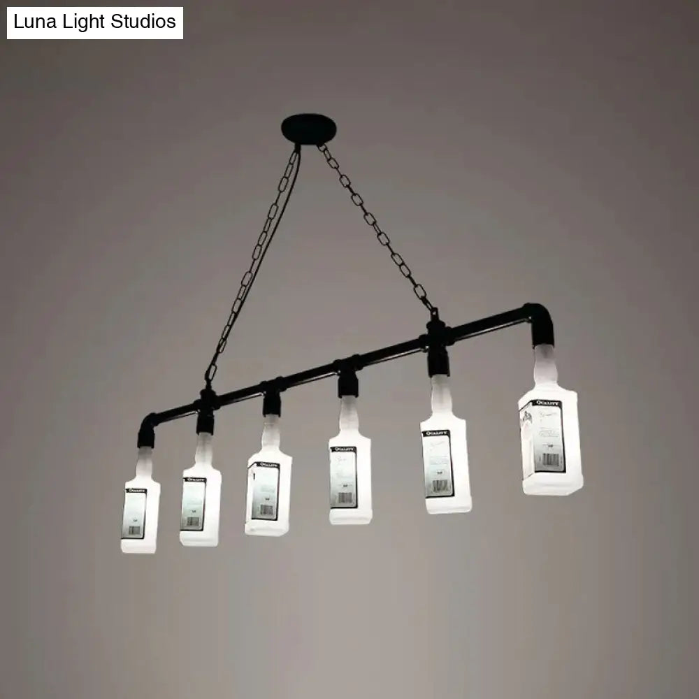 Lámpara de isla DecorBites™ de cristal blanco esmerilado - Estilo loft, diseño de botella de vino negra - Perfecta para restaurantes, iluminación colgante de techo