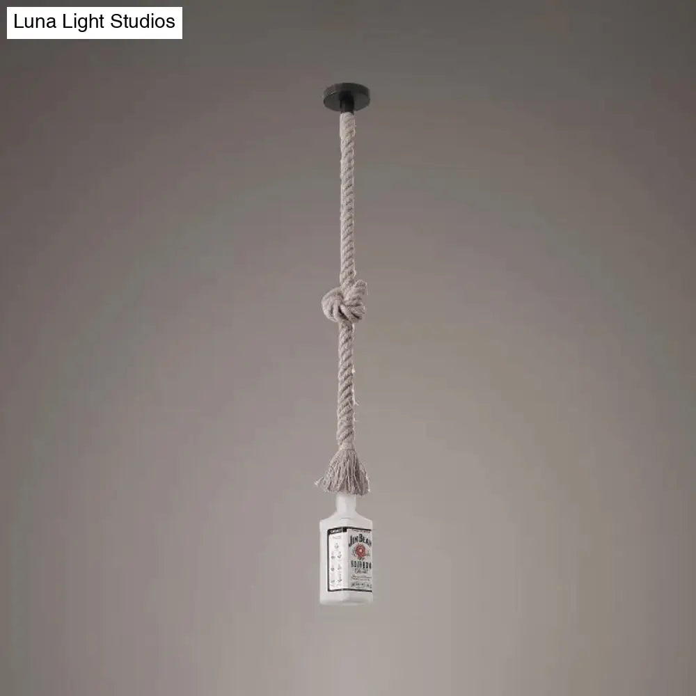 Lámpara de isla DecorBites™ de cristal blanco esmerilado - Estilo loft, diseño de botella de vino negra - Perfecta para restaurantes, iluminación colgante de techo