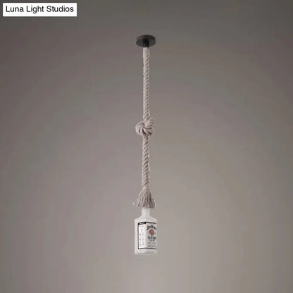 Lámpara de isla DecorBites™ de cristal blanco esmerilado - Estilo loft, diseño de botella de vino negra - Perfecta para restaurantes, iluminación colgante de techo