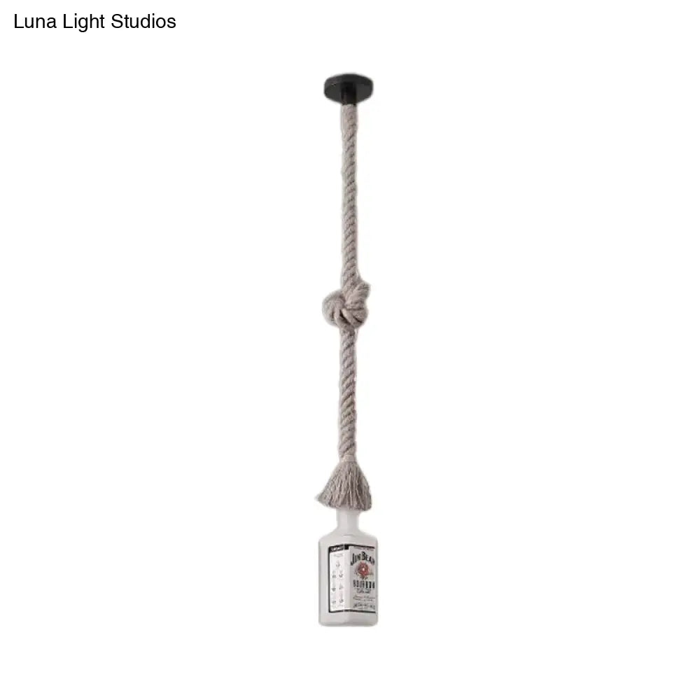 Lámpara de isla DecorBites™ de cristal blanco esmerilado - Estilo loft, diseño de botella de vino negra - Perfecta para restaurantes, iluminación colgante de techo