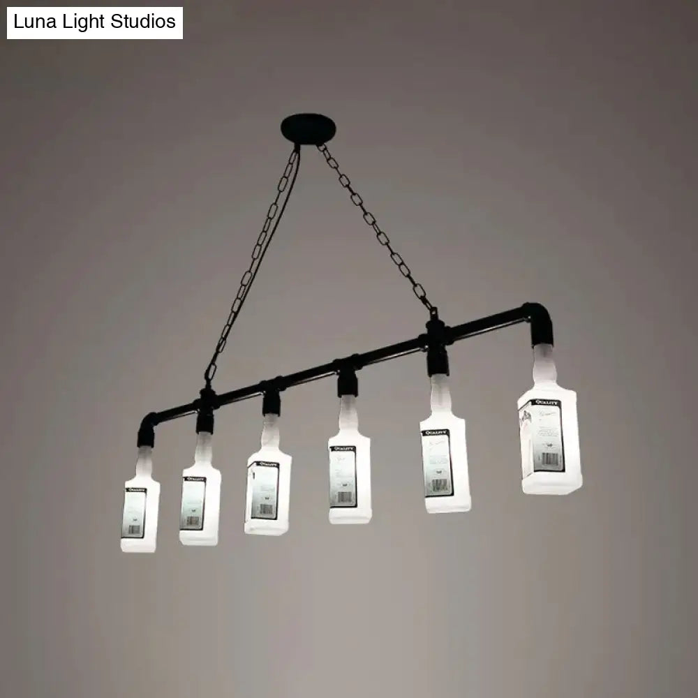 Lámpara de isla DecorBites™ de cristal blanco esmerilado - Estilo loft, diseño de botella de vino negra - Perfecta para restaurantes, iluminación colgante de techo