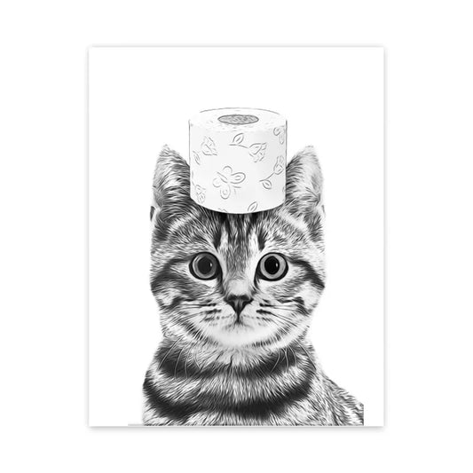 Funny Animal Bathroom Poster Canvas Wall Art - N / 40X50cm No Frame