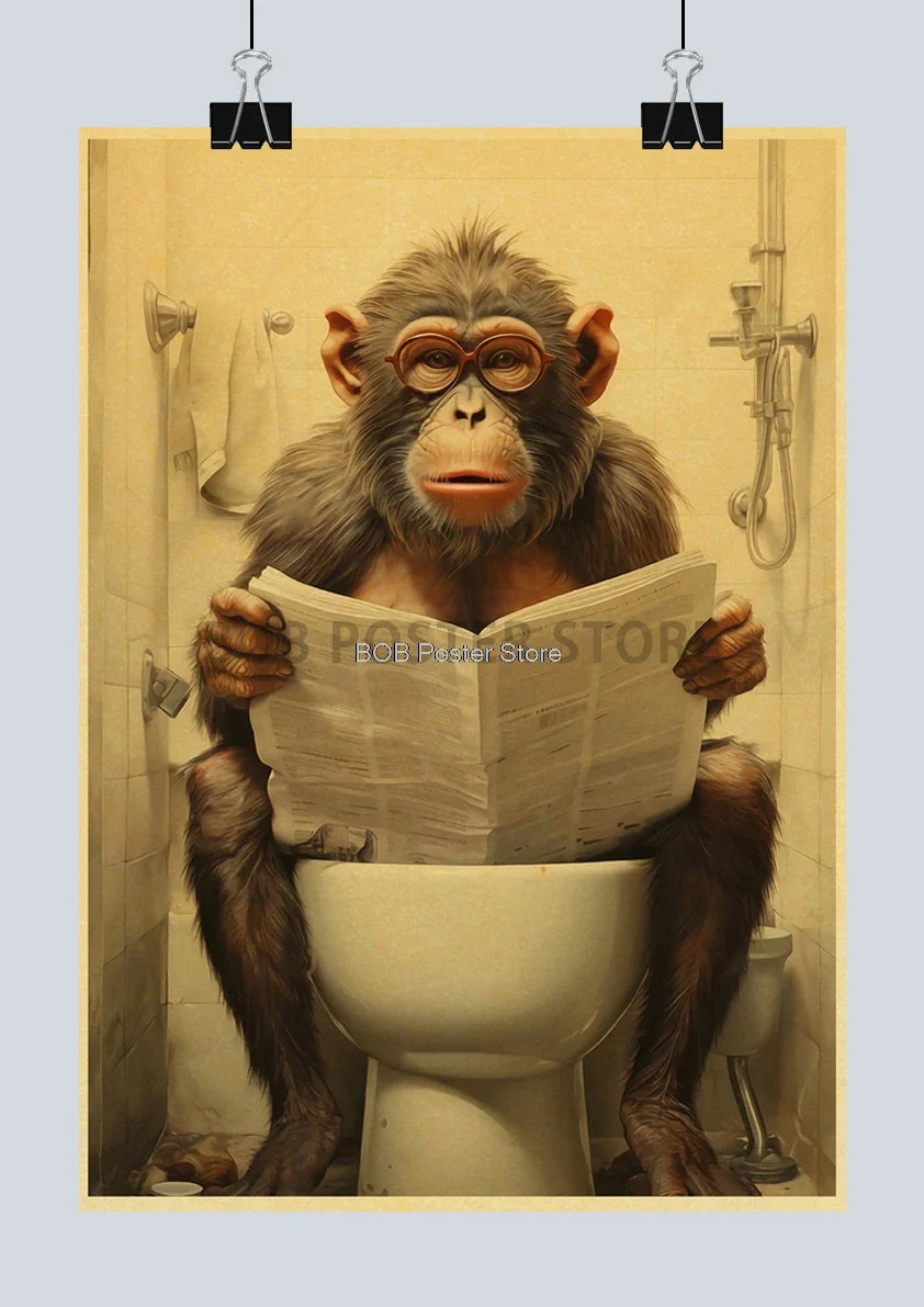 Funny Animal Bathroom Poster for DIY Home Decor - Z162 10 / 30X21CM - Posters