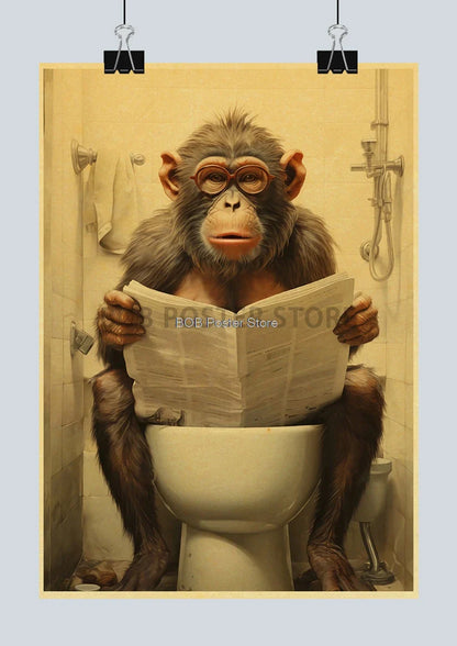 Funny Animal Bathroom Poster for DIY Home Decor - Z162 10 / 30X21CM - Posters