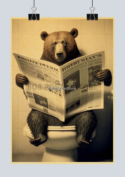 Funny Animal Bathroom Poster for DIY Home Decor - Z162 14 / 30X21CM - Posters