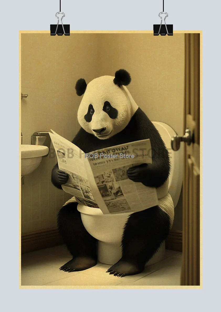 Funny Animal Bathroom Poster for DIY Home Decor - Z162 18 / 42X30CM - Posters