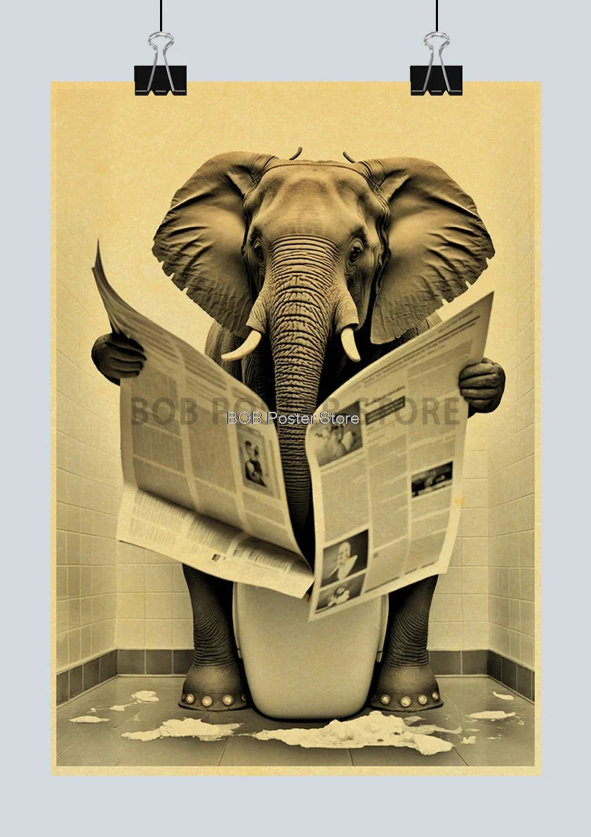 Funny Animal Bathroom Poster for DIY Home Decor - Z162 23 / 42X30CM - Posters