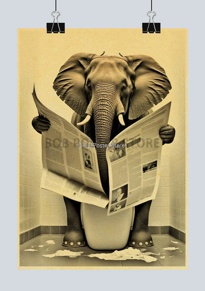 Funny Animal Bathroom Poster for DIY Home Decor - Z162 23 / 42X30CM - Posters