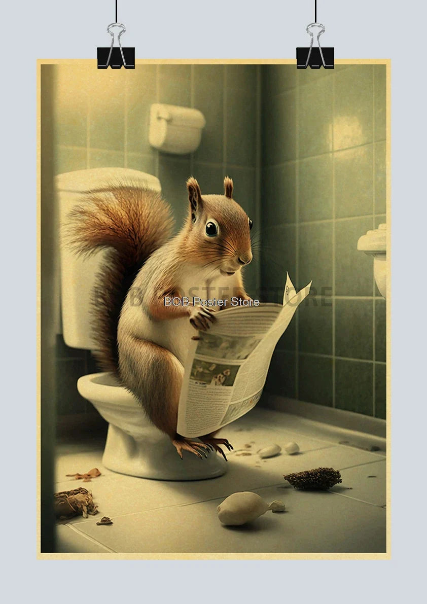 Funny Animal Bathroom Poster for DIY Home Decor - Z162 24 / 30X21CM - Posters