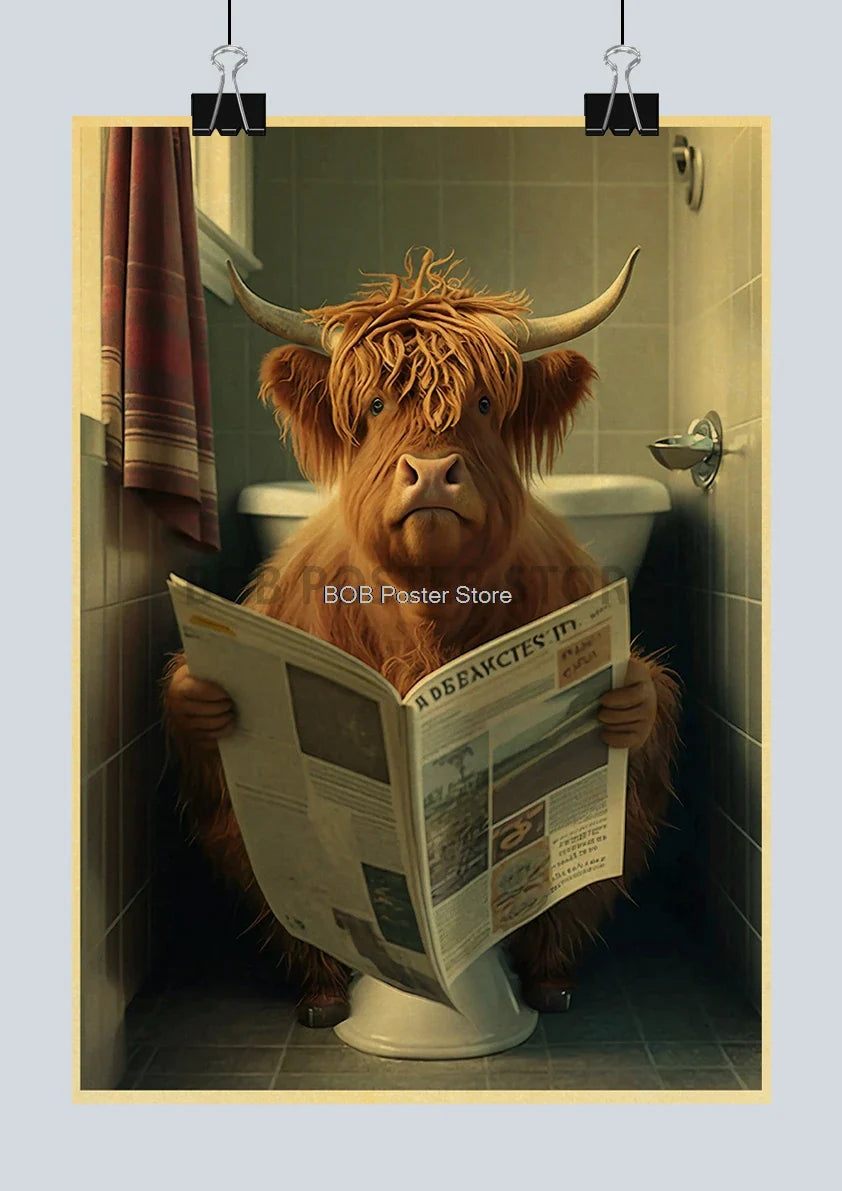 Funny Animal Bathroom Poster for DIY Home Decor - Z162 25 / 42X30CM - Posters