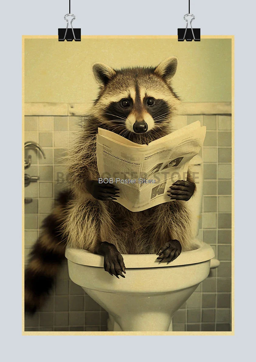 Funny Animal Bathroom Poster for DIY Home Decor - Z162 28 / 30X21CM - Posters