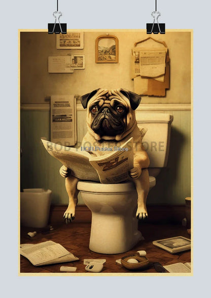 Funny Animal Bathroom Poster for DIY Home Decor - Z162 8 / 30X21CM - Posters