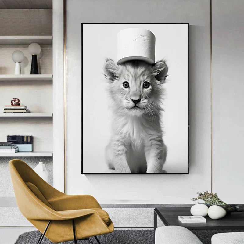 Funny Animals Canvas Wall Art for Bathroom Home - Posters