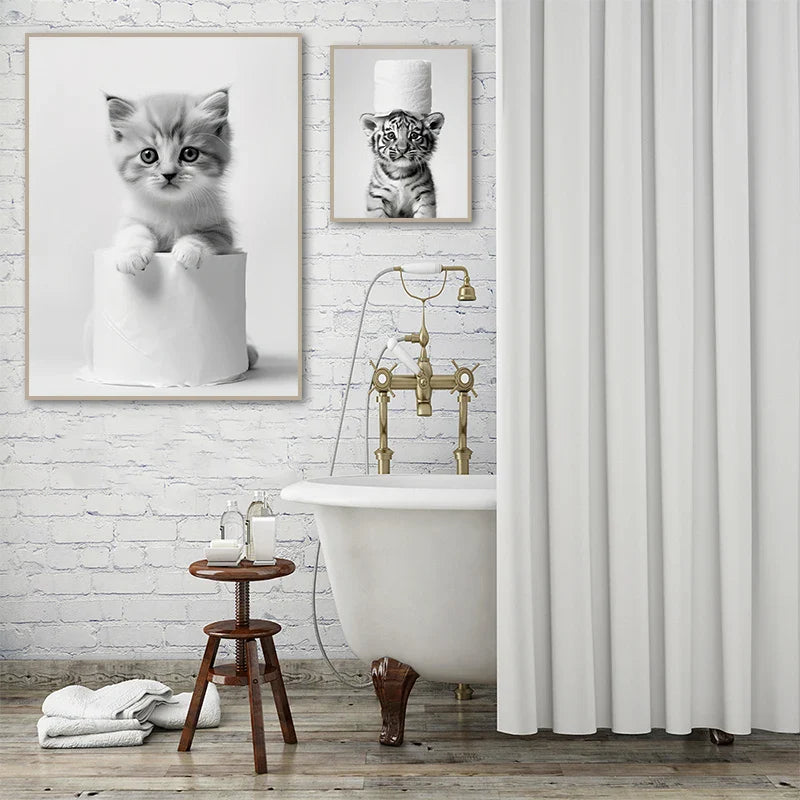 Funny Animals Canvas Wall Art for Bathroom Home - Posters