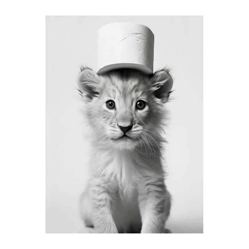 Funny Animals Canvas Wall Art for Bathroom Home - Style 3 / 55X80cm Unframed - Posters