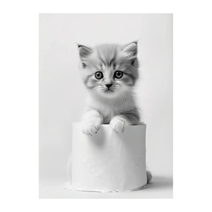 Funny Animals Canvas Wall Art for Bathroom Home - Style 4 / 55X80cm Unframed - Posters