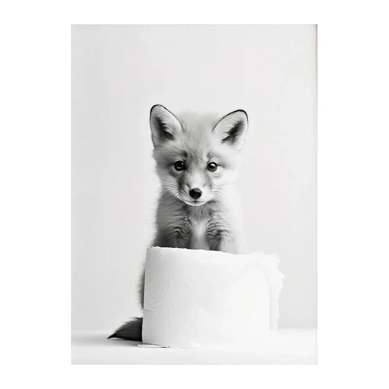 Funny Animals Canvas Wall Art for Bathroom Home - Style 5 / 30X45cm Unframed - Posters