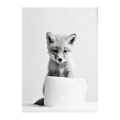 Funny Animals Canvas Wall Art for Bathroom Home - Style 5 / 30X45cm Unframed - Posters